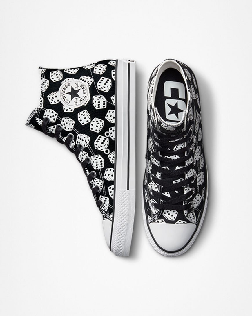 Bascheți Barbati Converse Chuck Taylor All Star Pro Dice Negrii Albi | RO YXIOJ728